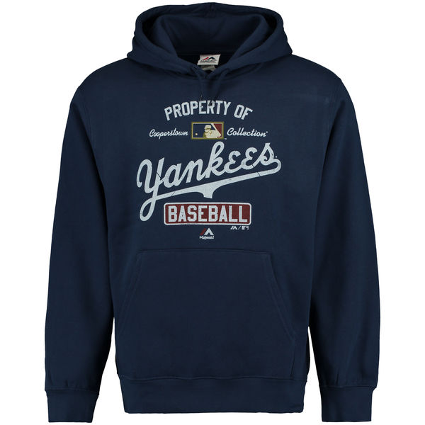 Men New York Yankees Majestic Vintage Property of Hoodie Navy